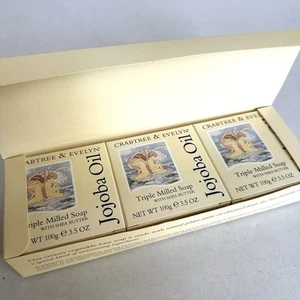 Crabtree & Evelyn Jojoba Oil Triple Milled Soap Shea Butter Set 3 Bars 3.5oz Ea - Picture 1 of 6