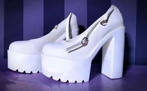 🤍*.Mary Janes mit Blockabsatz.* Gr 38 - weiß - Lolita - Kunstleder🗝 - Bild 1 von 2