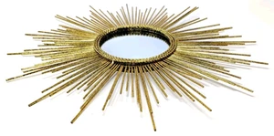 Pier 1 Gold Sun Wall Accent Mirror Sunburst Atomic MCM Metal Celestial Decor 15" - Picture 1 of 8