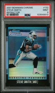 2001 Bowman Chrome Steve Smith Rookie RC Refractor /1999 PSA 9 HOF? Panthers - Picture 1 of 3