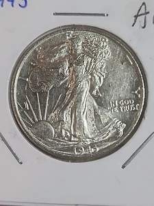 (1) Brilliant AU/Uncirculated 1943 Walking Liberty US Silver Half Dollar 90% BU - Picture 1 of 3