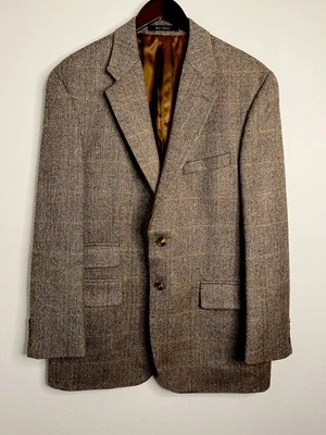 Chaqueta Blazer Chaps Ralph Lauren Para Hombre Marrón Cuadros 100% Lana Hecha en Canadá 42R Foto 1 de 4