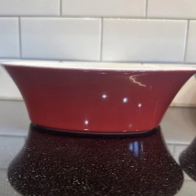 Rachael Ray Red and White Round & Square Vegetable Serving Bowl 10" EUC - Image 1 of 4