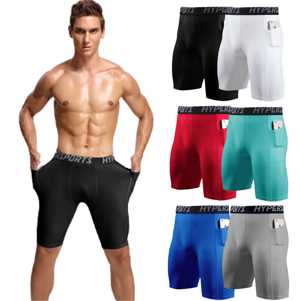 Pantalones de entrenamiento atléticos para hombre Pantalones cortos de compresión Gimnasio Deportes Fitness Capa base Foto 1 de 4