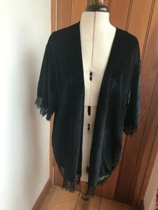 bcbg generation velvet lace trim shrug one size black bnwt - Picture 1 of 3