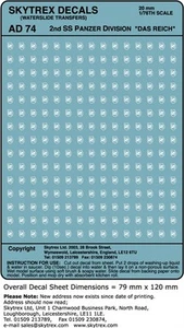 Skytrex Decals German 2nd SS Panzer Division Signs 1/76,1/72,20mm Scale - AD74 - Bild 1 von 1