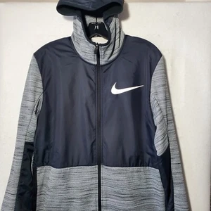 Nike Sweatshirt Herren Medium Schwarz Grau Langarm Hoodie Basketball Full Zip  - Bild 1 von 10