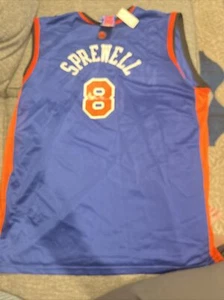 Latrell Sprewell Signed Blue New York Knicks Jersey Silver Autographed W/ Tags - Picture 1 of 3