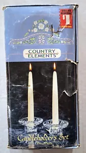 VINTAGE COUNTRY ELEMENTS CRYSTAL CANDLEHOLDERS SET OF TWO - Picture 1 of 10