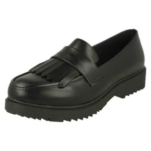 Donna Spot On Casual Elegante Fronzoli Dettagliato Mocassini F9R0093 - Picture 1 of 10