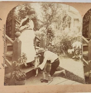 Vintage 1904 Keystone View Company Card "While The Son Shines" - Picture 1 of 12