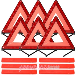 3/6x Car Emergency Warning Triangle DOT Approved Reflective Safety Roadside Kit - Picture 1 of 14