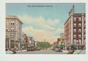 POSTCARD STREET SCENE MAIN STREET HENDERSON KENTUCKY - Picture 1 of 2
