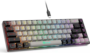 68 Keys Membrane Gaming Wired Keyboard for PC Laptop Windows Gamer (Grey-Black) - Picture 1 of 7
