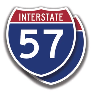 INTERSTATE 57 DECAL 2 Stickers Highway Sign Road Route Bogo Car Truck Window - Picture 1 of 1