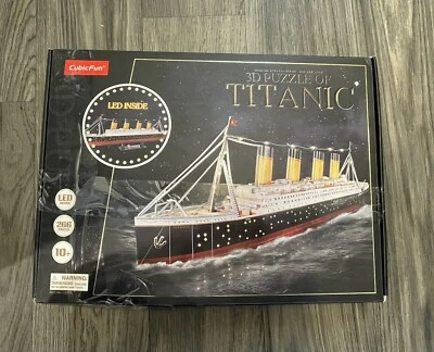Titanic Ship Model Cubic Fun 3D Puzzles for Adults LED 266pcs Cruise Jigsaw Toys - Image 1 of 4
