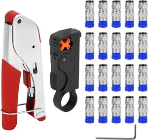 20PC RG6 F-Type Compression Crimping Tool Rotary Coaxial Cable Connector Crimper - Picture 1 of 14