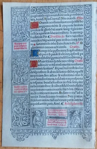 Book of Hours Leaf Horae B.M.V. on Vellum Gold Initials Kerver Paris (E) - 1505 - Picture 1 of 2