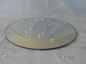 Sets 20cm 8" Round Bevelled Edge Mirror Glass Candle Plate Wedding Centrepiece