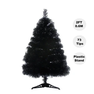 2FT/60CM Black Christmas Tree Home Office Xmas Decoration 73 Tips Jupitor BLK60 - Picture 1 of 5