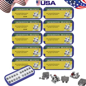 10er Box AZDENT Kieferorthopädische Zahnhalterung Monoblock MIM Mini Roth.022 345 Haken - Bild 1 von 10