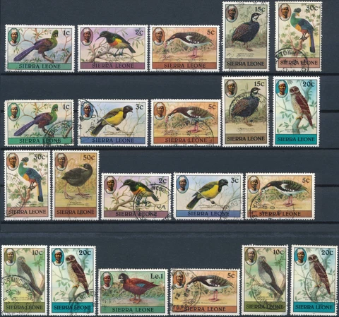 Birds: 21 Values - Sierra Leone 1980/83 - F H & NM H Cover