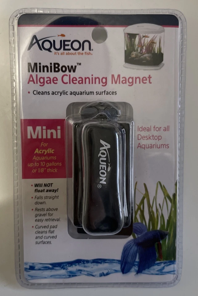 "Imán de limpieza de algas Aqueon MiniBow acrílico acuarios de hasta 10 galones o 1/8""" Foto 1 de 2