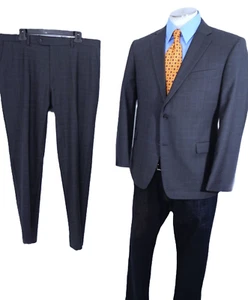 46R Men's Gray Suit 2pc Tommy Hilfiger Plaid Wool Blend Flex Tapered Pants 38X34 - Picture 1 of 24