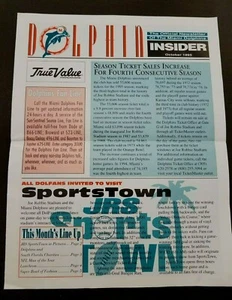 1995 Dolphin INSIDER Newsletter MIAMI DOLPHINS Marino-Cox-Green Memorabilia NFL - Picture 1 of 4