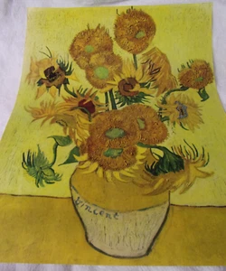 Vintage Vincent Van Gogh "Sunflowers" IN VASE 16" X 20" LITHO PRINT USA - Picture 1 of 6