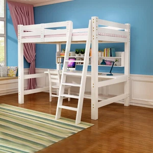 3FT High Sleeper Cabin Bed Adult Kid Loft Bed Wooden Bunk Bed Frame Ladder White - Picture 1 of 19