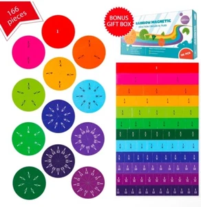 Simply Magic 166 PCS Magnetic Fraction Tiles & Fraction Circles - Math Manipu… - Picture 1 of 8