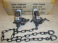 2 New Duke # 1 Coil Spring Traps 0469 Raccoon Mukrat Mink Nuisance Trapping