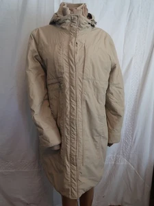 Lands End winter coat womens XL 18-20 beige quilted interior 6 pockets with hood - Picture 1 of 11