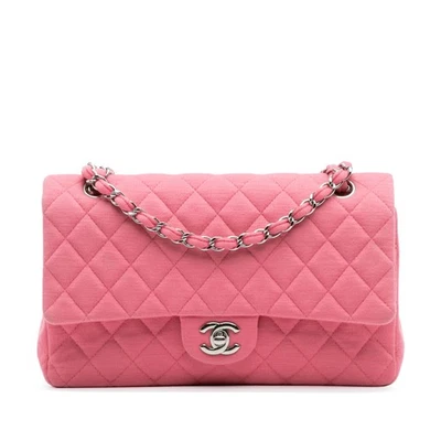Jersey Chanel Auténtico Mediano Clásico Doble Solapa Rosa Foto 1 de 4