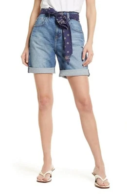 Shorts jeans cintura alta com cinto AG Sloane US$ 198 - no Canal de Veneza tamanho 26 - Imagem 1 de 4