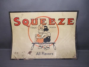 Vintage "SQUEEZE All Flavors" 28x20 Soda Metal Antique Embossed Sign *Read - Picture 1 of 19