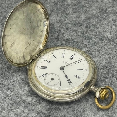 ANTIQUE 0.900 SILVER OMEGA HUNTER CASE SWISS POCKET WATCH ROMAN DIAL Ca 1910 - Image 1 of 4