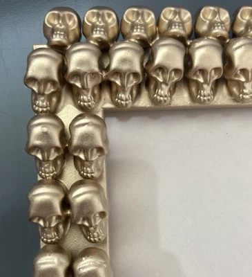 Gold Skulls 5x7 Vertical Picture Photo Art Print Tabletop Frame Handcrafted - Image 1 of 4