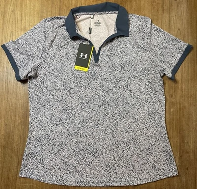 全新带标签 粉色 Under Armour Polo 衫 XL 紫色 全新 S UPF 30 女式高尔夫 — 第 1/4 张图片