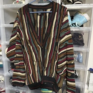 Vintage J. Ferrar Mens Coogi 3D Knit Style V-Neck Cardigan Sweater Size Large - Picture 1 of 4