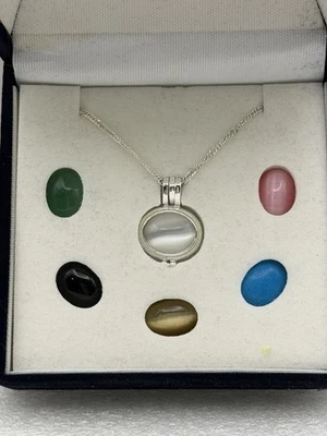 "Cadena 925 cuerda 18"" piedras preciosas intercambiables ojo de gato piedras preciosas de plata de ley" Foto 1 de 4