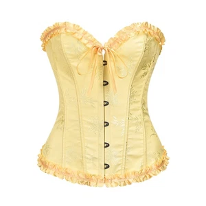 Vrapo Yellow Corset Top for Women | Overbust Lace Up Waist Cincher Shapewear - Picture 1 of 8