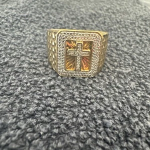 Silver Gold Plated Men’s Ring With .04 Ctw Si2 Natural Stones - Picture 1 of 3