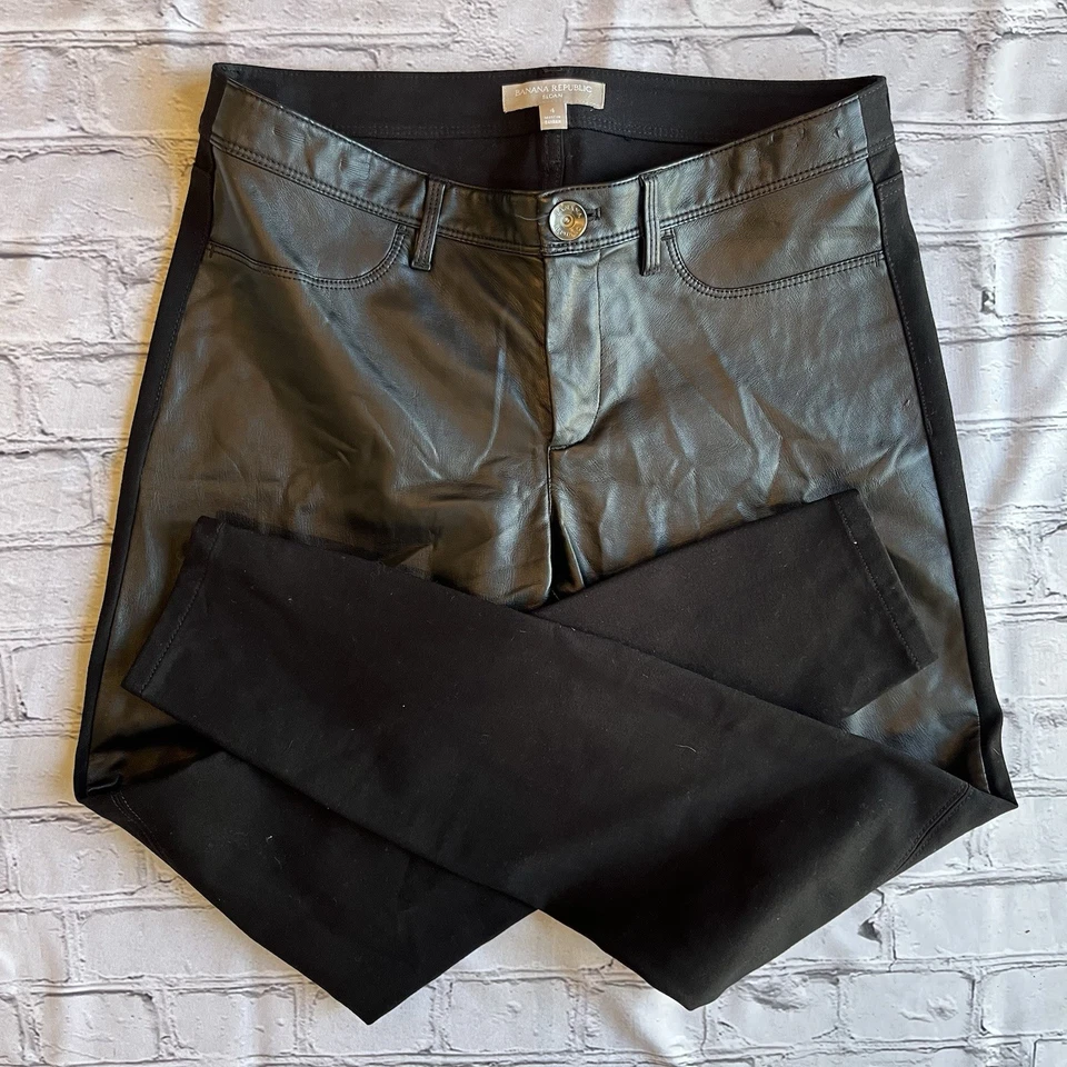 Banana Republic Sloan Faux Leather Pants Size 4 Moto Emo Grunge Indie Sleeze EUC - Image 1 of 4