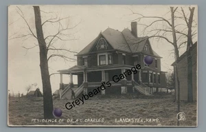 RPPC Dr Charles House LANCASTER KS Kansas Vintage Echtfoto Postkarte - Bild 1 von 2