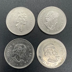 4 Canada Caribu 25 Cent Quarter Münzen verschiedene Daten - Bild 1 von 2