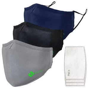 3 Packs Cloth Face Mask Reusable with PM 2.5 Filters, Washable Breathable Fac... - Picture 1 of 8
