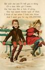 S/A Greiner Valentinstag Postkarte; schüchterne Kinder auf Bank im Schnee, IAPC 705