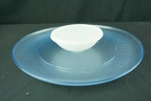 Tupperware transparent blau Dip-N-Servier Tablett mit Schüssel und Deckel #492 & #491 Vintage - Bild 1 von 8